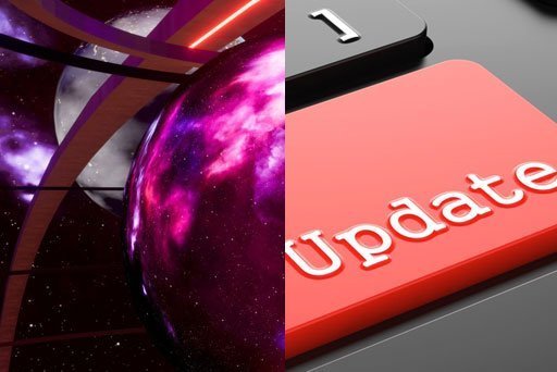side by side photo of VR world and update button